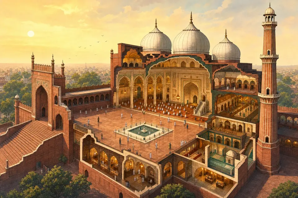 Inside a Mughal mosque